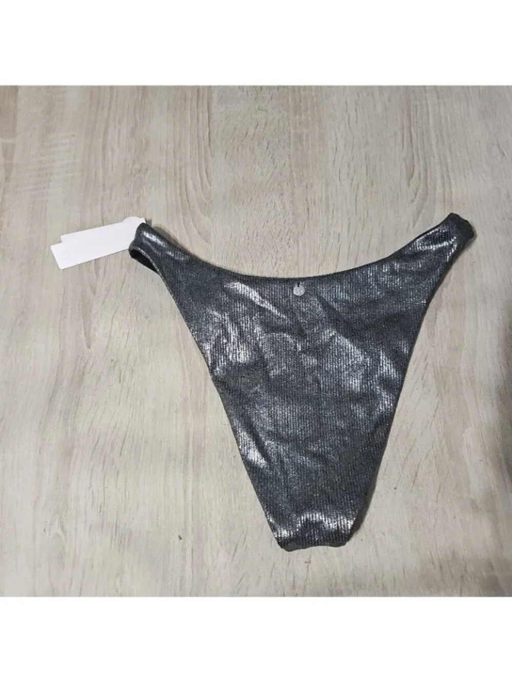 Victoria's Secret Metallic Silver Swimsuit Size S Bikini Top & Brazillian Bottom